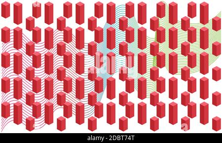 digital textile illustration design on small boxes Stock Photo