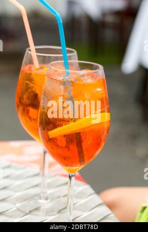 Traditional Spritz aperitif  in a bar in Italy Stock Photo