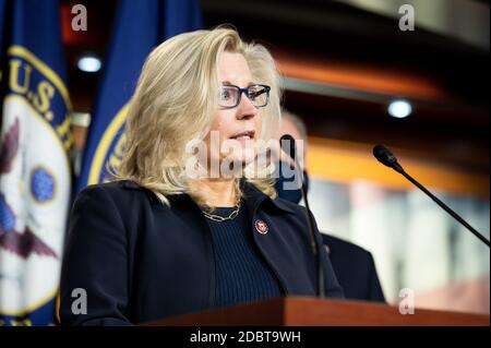 Washington, United States. 17th Nov, 2020. U.S. Representative Liz Cheney (R-WY) speaks at a press conference of the House Republican leadership. Credit: SOPA Images Limited/Alamy Live News Stock Photo