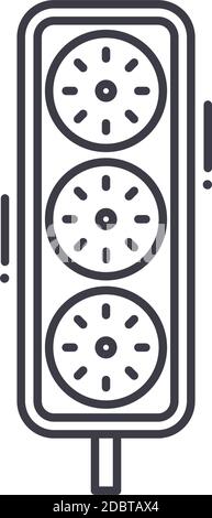 Traffic lights icon, linear isolated illustration, thin line vector, web design sign, outline concept symbol with editable stroke on white background. Stock Vector