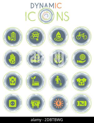 alternative energy web icons with dynamic lines for animation for user interface design Stock Photo