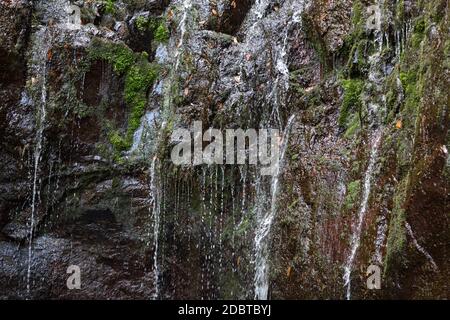 Last waterfall of the Twenty-five Fountains Levada hiking trail, Madeira Portugal Stock Photo