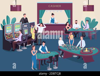 Casino cartoon vector illustration. Roulette table with empty