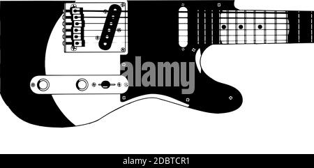 Drawing of a typical electric guitar isolated on white. Stock Photo