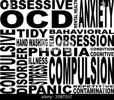 Words relating to the condition known as OCD. Stock Photo