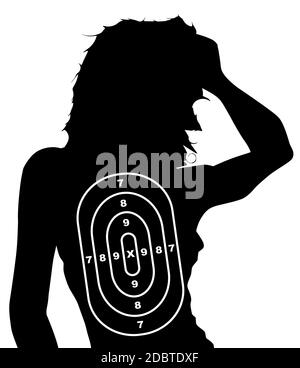 A spoof female human target shape isolated on white... Stock Photo