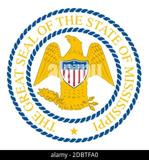The seal of the United Steas of American state MISSISSIPPI isolated on a white background. Stock Photo