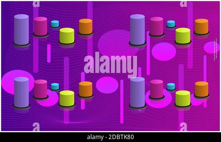 digital textile design of small objects on abstract background Stock Photo