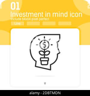 Investment plant in mind nolan icon with thin line style isolated on white background. Vector illustration human, money, coin sign symbol icon concept Stock Vector