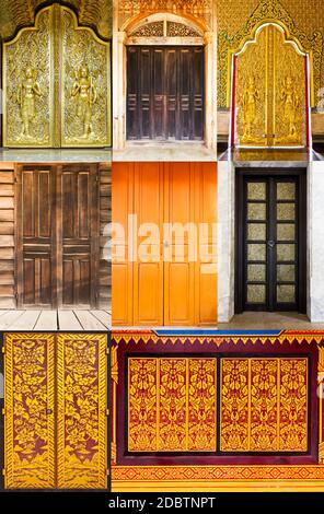 Total door stly thai in temple ,Thailand Stock Photo