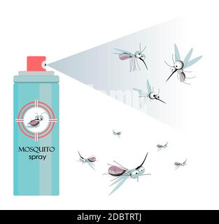 Mosquitoes CHARACTER. Insect parasites. Vector illustration isolated on white background. Summer time. Stock Photo