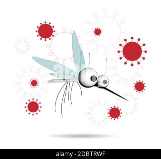 Mosquitoes are carriers of infections. Winged insects. Insect mosquito, mosquito and pest illustration for oil repellent, spray and ad patches, poster Stock Photo