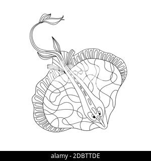 Staining. Coloring book. Coloring book with a picture of a mantle stingray in zentangle style. Antistress freehand sketch drawing. Vector illustration Stock Photo