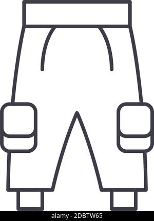 Work trousers icon, linear isolated illustration, thin line vector, web design sign, outline concept symbol with editable stroke on white background. Stock Vector