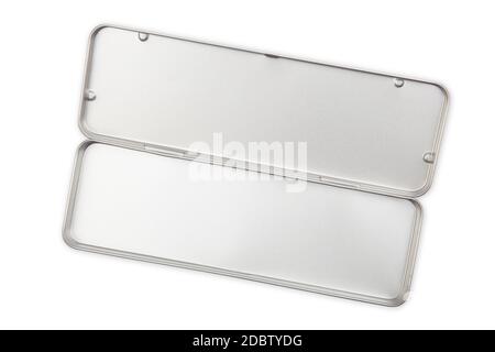 Empty open  metal box isolated over white background Stock Photo