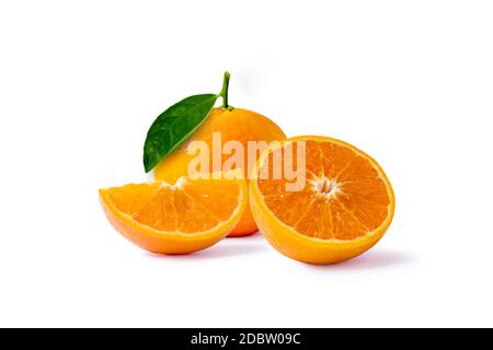 Oranges and oranges slices isolated on a white background. Stock Photo