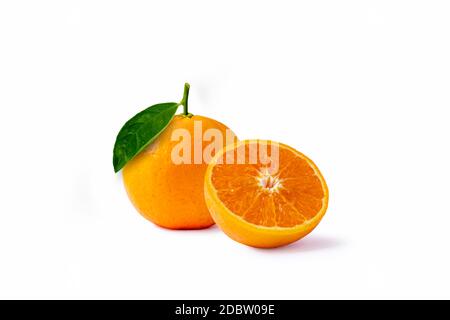 Oranges and oranges slices isolated on a white background. Stock Photo