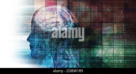 Mind Brain Code as Data Visualization Concept Art Stock Photo