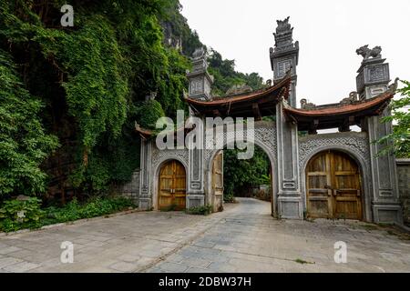 The temples of Hoa Lu at Ninh Binh in Vietnam Stock Photo