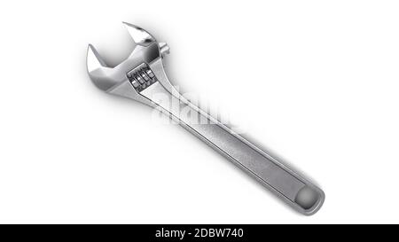 Adjustable wrench tool. Top view. 3D Rendering Stock Photo