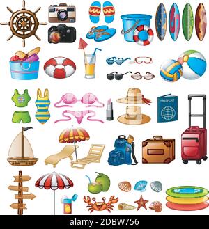 Illustration of Travel and Summer holiday icon set Stock Vector