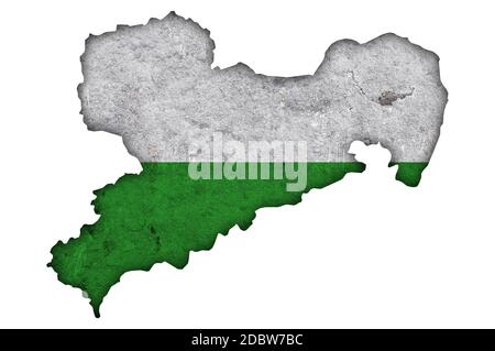 Map and flag of Saxony on weathered concrete Stock Photo - Alamy