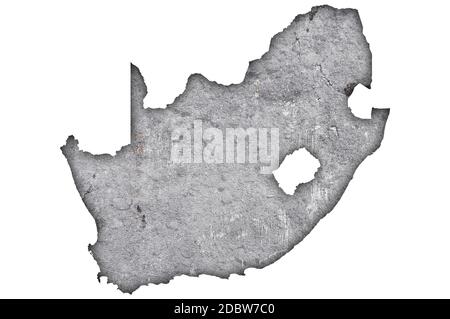 Map of South Africa on weathered concrete Stock Photo
