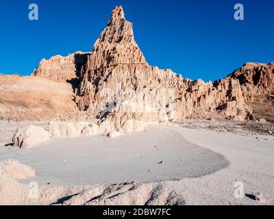Tall sandstone geologic formations at Cathedral Gorge State Park, Nevada Stock Photo