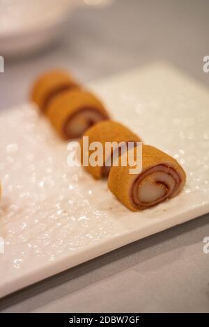 Beijing sweet pea pudding, traditional Chinese snack. Stock Photo