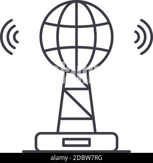 Wireless communication icon, linear isolated illustration, thin line vector, web design sign, outline concept symbol with editable stroke on white Stock Vector