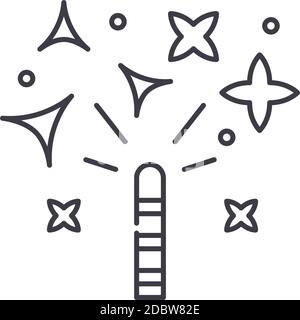 Sparklers icon, linear isolated illustration, thin line vector, web design sign, outline concept symbol with editable stroke on white background. Stock Vector