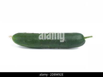 green oblong cucumber isolated on white background, close up Stock Photo