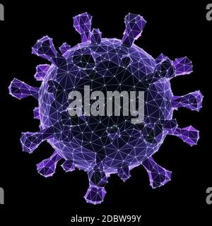 Covid-19, Coronavirus, 3D illustration polygonal conceptual structure. Clipping path included. Stock Photo