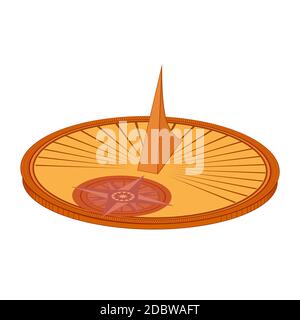 Colorful ancient sundial in isometry isolated on a white background. Old time dimension. Vector flat object for logos, icons and your creativity. Stock Vector
