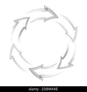 Round frame made of dashed arrows. Separation object. Vector outline object for invitations, banners, cards and your design. Stock Vector