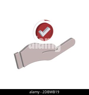 Hand icon 3d with check mark. Design vector illustration Stock Vector