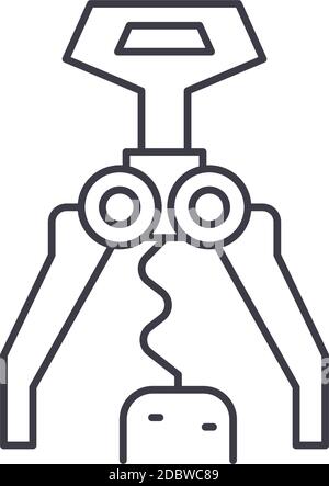 Wine opener icon, linear isolated illustration, thin line vector, web design sign, outline concept symbol with editable stroke on white background. Stock Vector