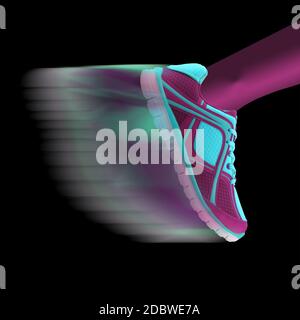 Speed concept. Athletes shoe moving, with motion blur Stock Photo
