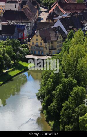 Townscape of Sulz am Neckar from above Stock Photo