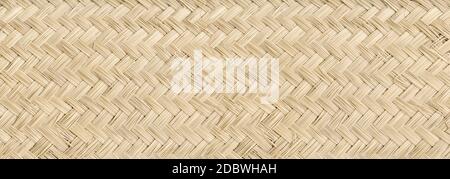 Woven light bamboo mat texture background banner Stock Photo