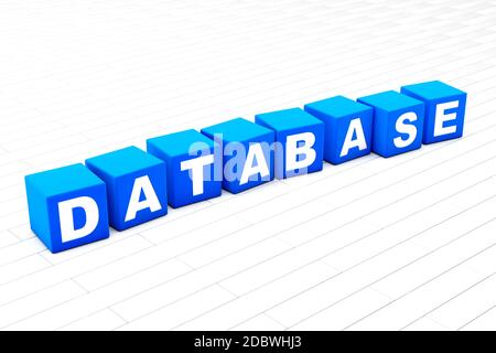 3D rendered illustration of the word Database. Stock Photo