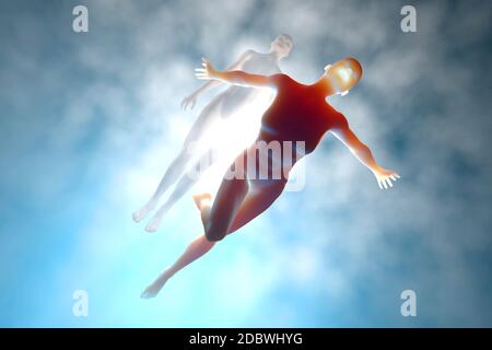 3D rendered illustration of a soul leaving the body upon death.