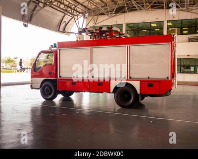 valve main control Fire truck car firefighter rescue Stock Photo