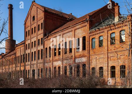 Industrial buildings of an old red brick factory in Moscow, Russia ...