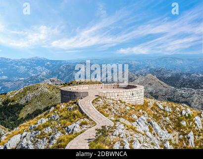 Viewpoint of Njegos Mausoleum in Mountains of Lovcen, Montenegro Stock Photo