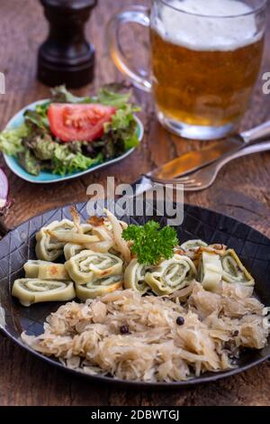 bavarian maultaschen pasta in a pan Stock Photo