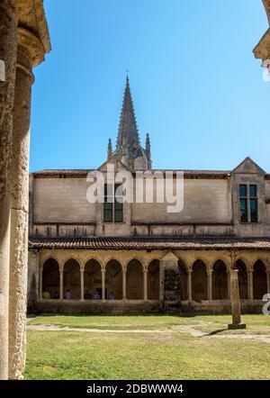 Saint Emilion, France - September 8, 2018: Medieval French Cloisters at the Collegiale church of Saint Emilion, France Stock Photo