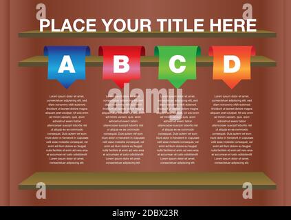 Layout Design with shelves and own area for text. Vector illustration. Stock Vector