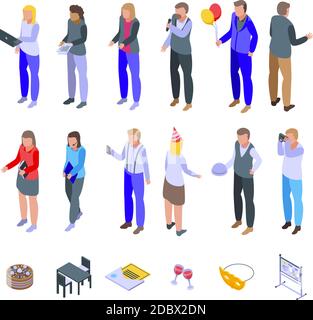 Event management icons set. Isometric set of event management vector icons for web design isolated on white background Stock Vector
