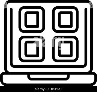 Laptop ebook icon. Outline laptop ebook vector icon for web design isolated on white background Stock Vector